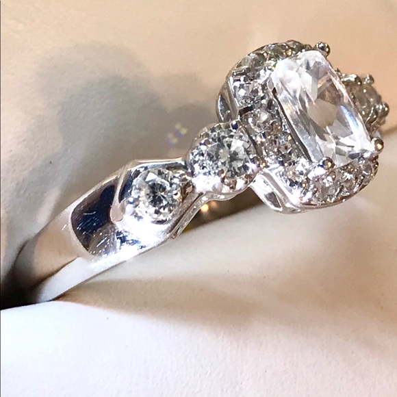 New!🍑 White Zircon,Platinum over Sterling Silver - Picture 5 of 5